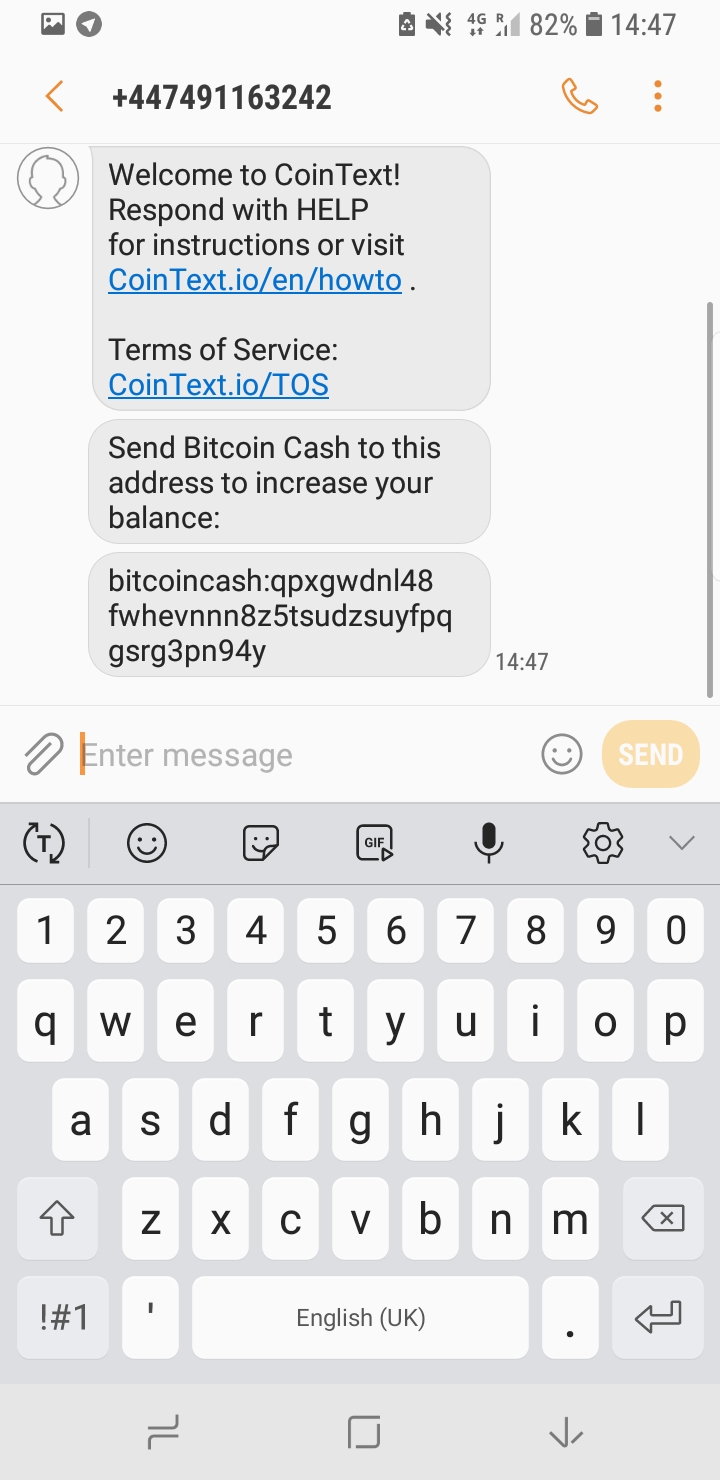 velkommen til mynt tekst sms oppsett