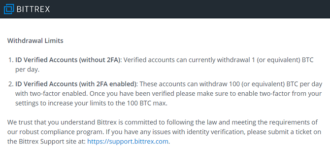 límites de retiro de bitrex