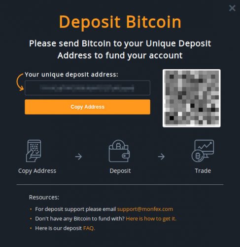 Depozit Monfex BTC