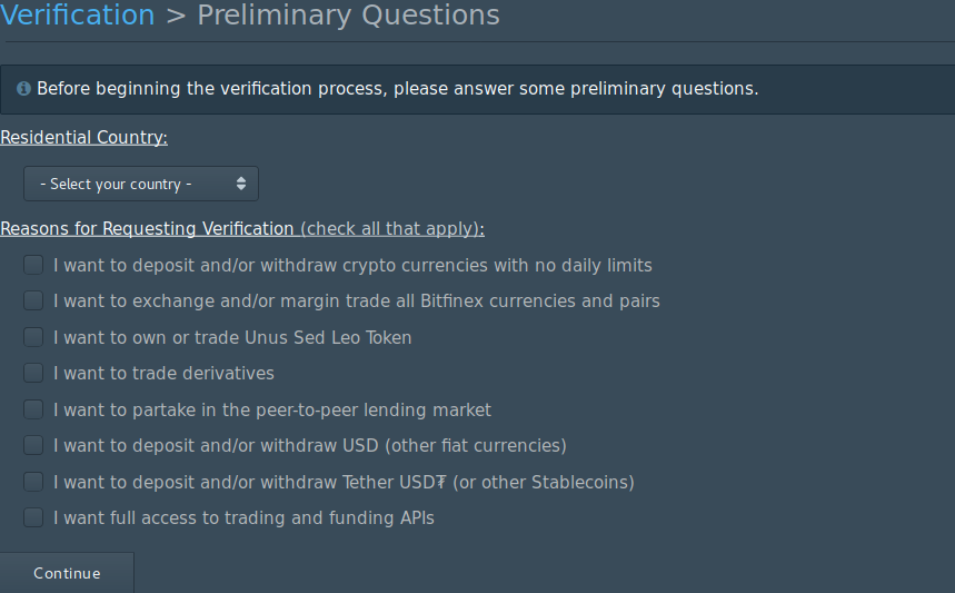 Verificação Bitfinex