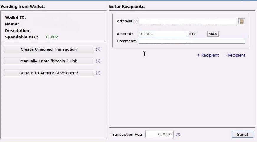 Armory'de bitcoin nasıl gönderilir