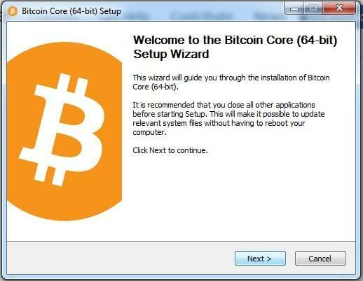 Bitcoin Core kurulum sihirbazı