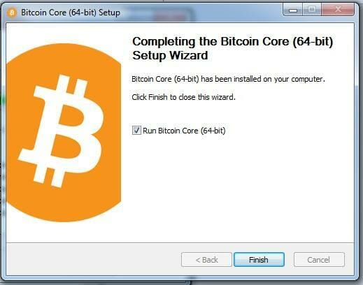 Bitcoin Core kurulumu tamamlanıyor