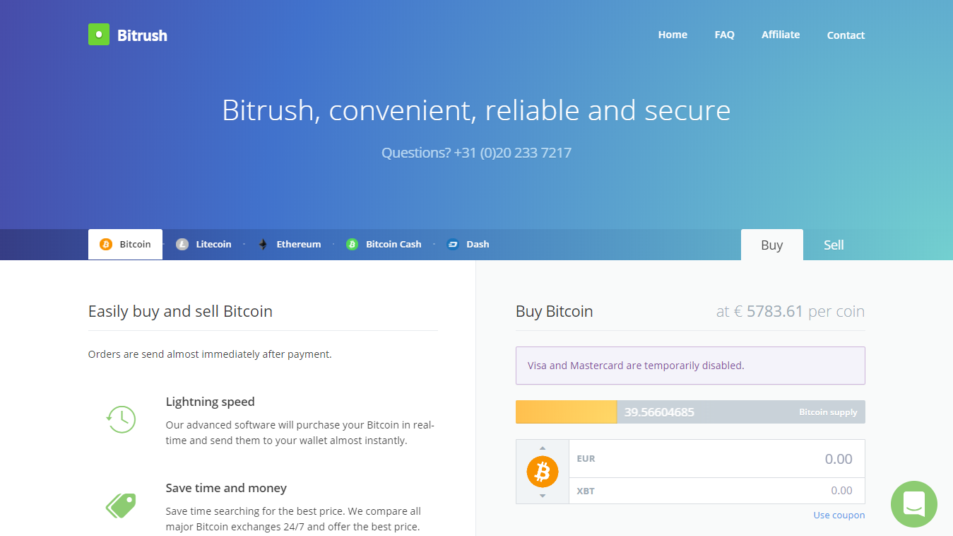 Bitrush voor het kopen van bitcoin