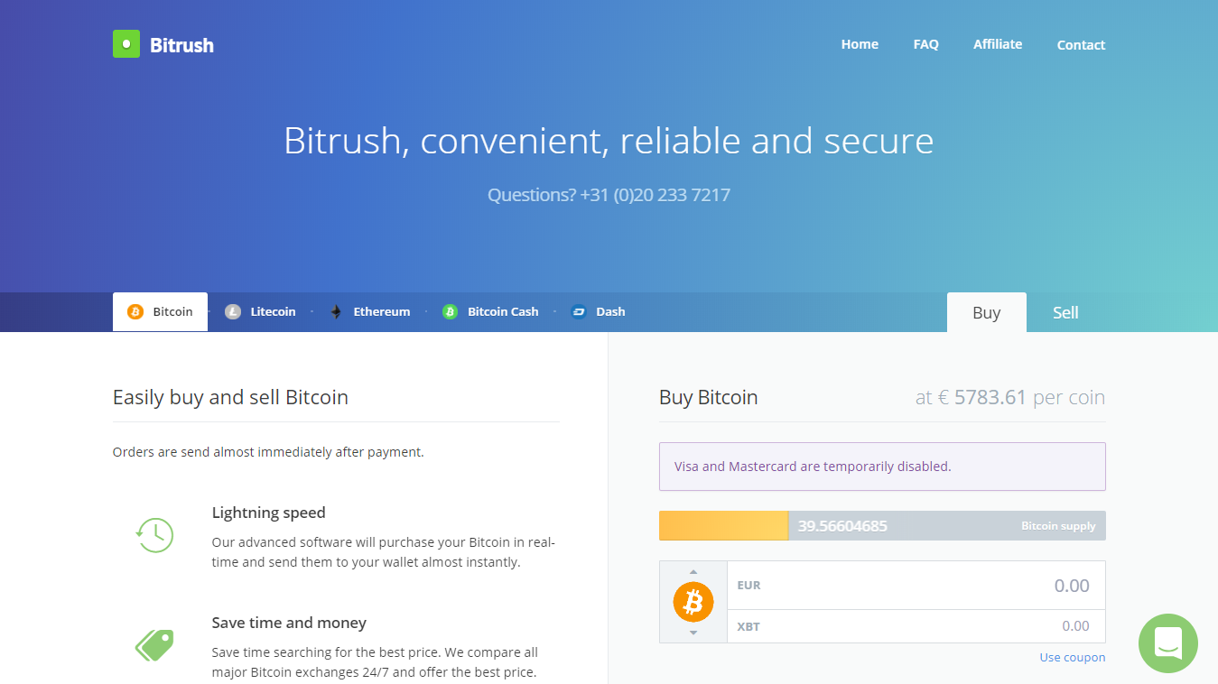 Bitrush pirkti bitkoiną