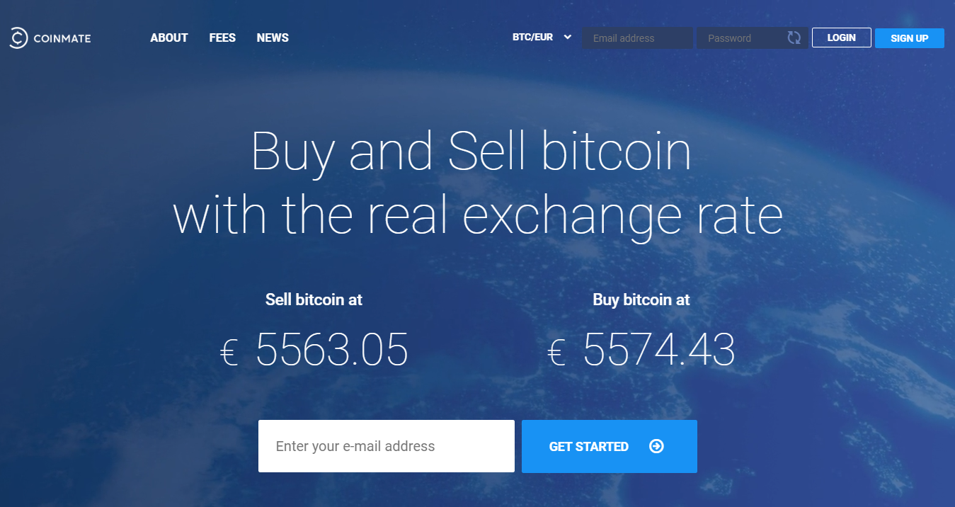 „CoinMate“ Europos BTC mainai