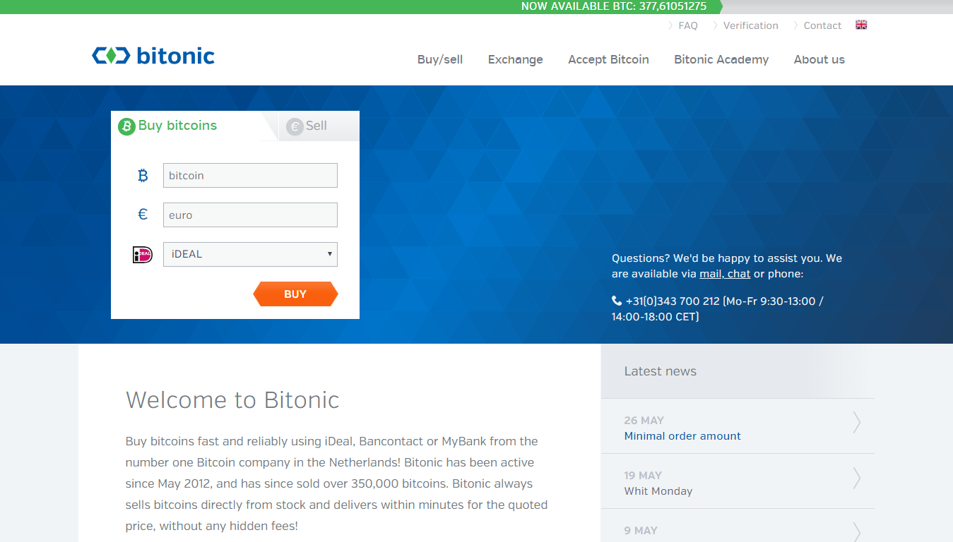 Verkoop bitcoins rechtstreeks met Bitonic