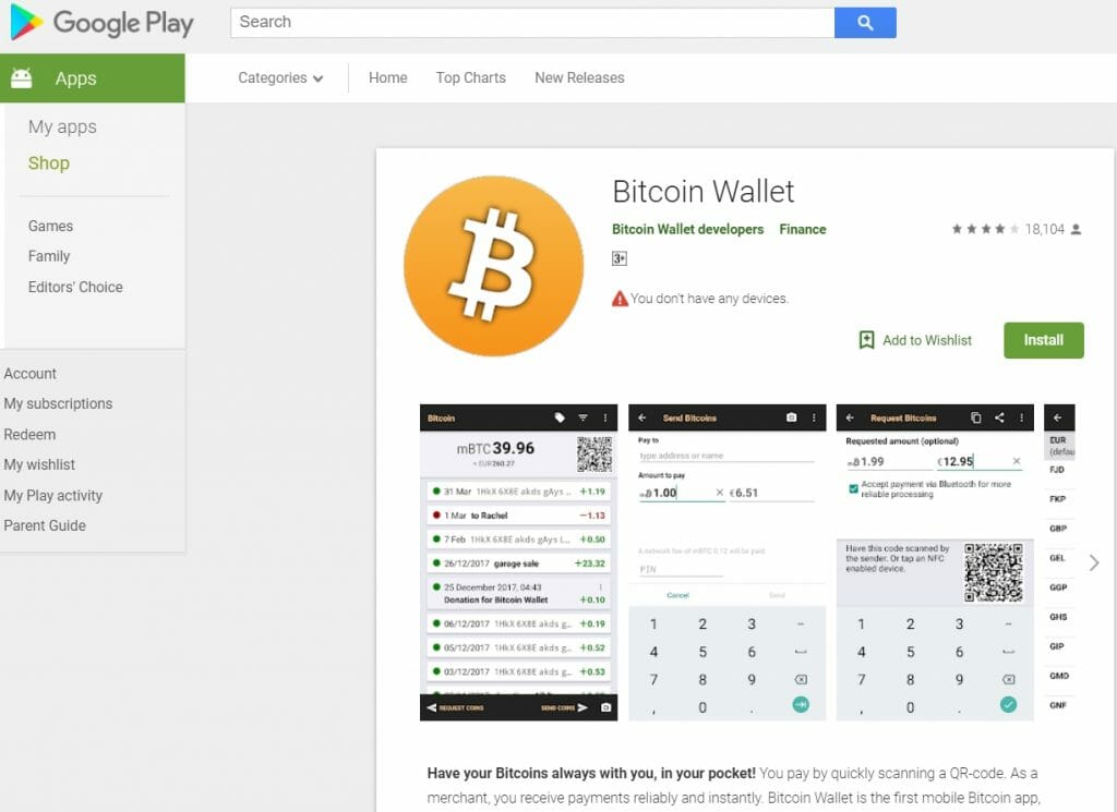 Bitcoin lommebok mobilapp