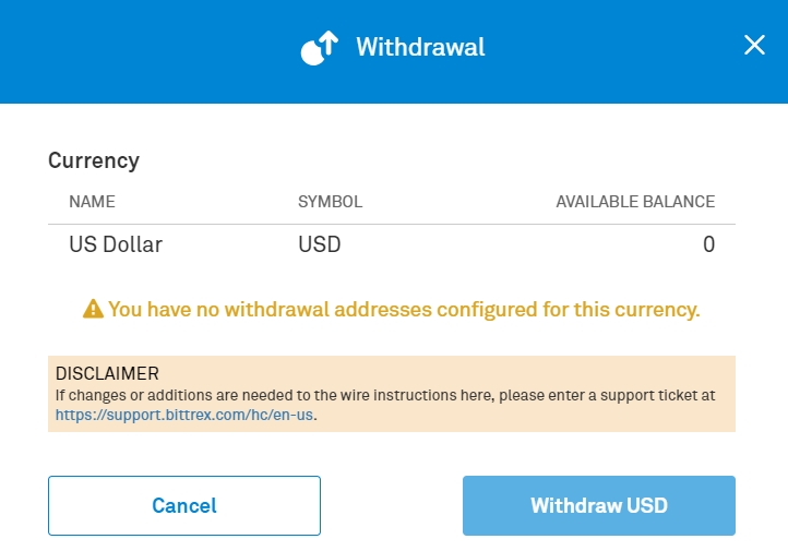 Retirar bitcoins en Bittrex