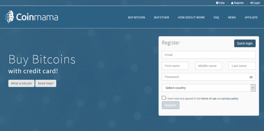 Kjøp bitcoin på Coinmama