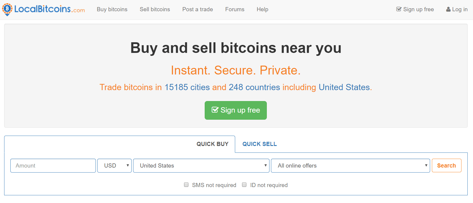 Obtenga bitcoins en el intercambiador de LocalBitcoins