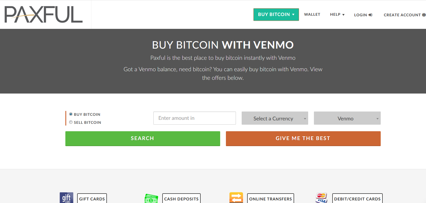 Koop BTC met Venmo bij Paxful