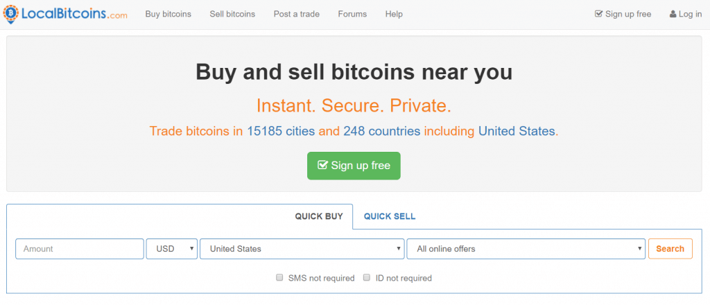 在LocalBitcoins交易所获取比特币