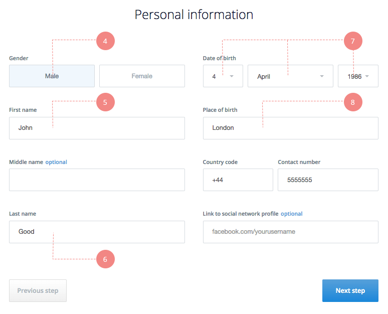 Completa tu información personal