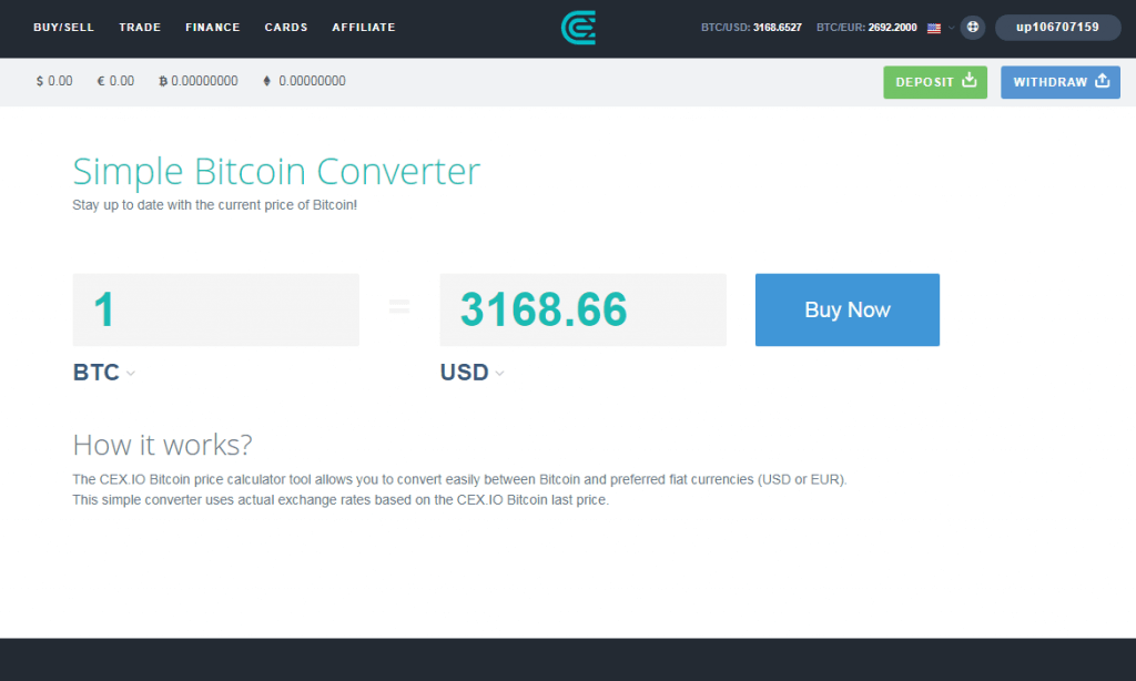 Opción de calculadora de Bitcoin