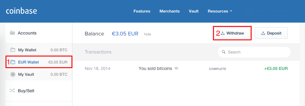 Retrați bani din Coinbase