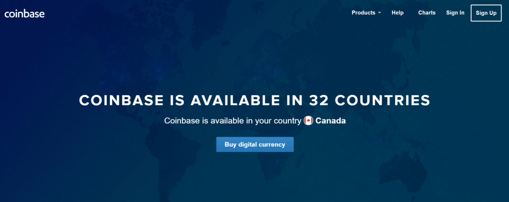 Coinbase disponibil în diferite țări