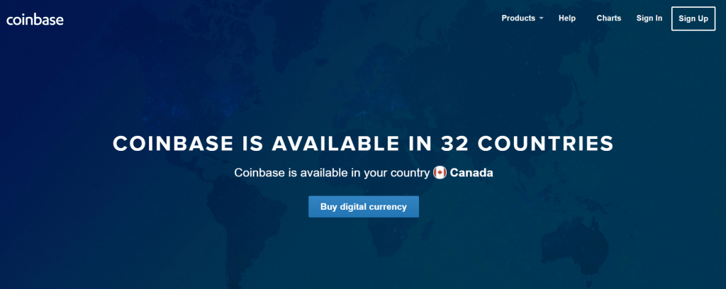 Coinbase tilgjengelig i forskjellige land