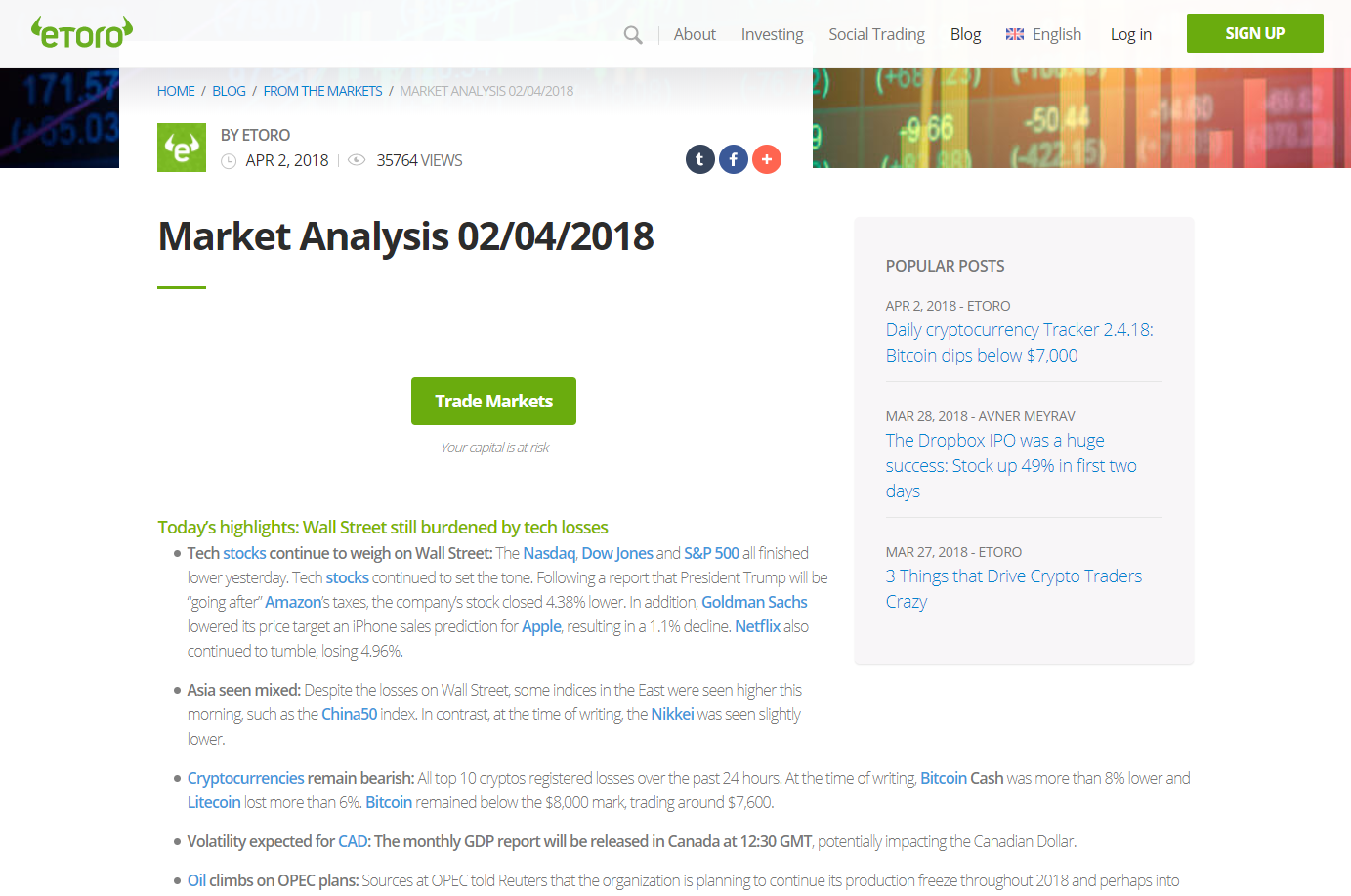 Análisis del mercado de eToro