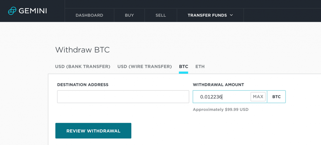 从双子座撤出BTC