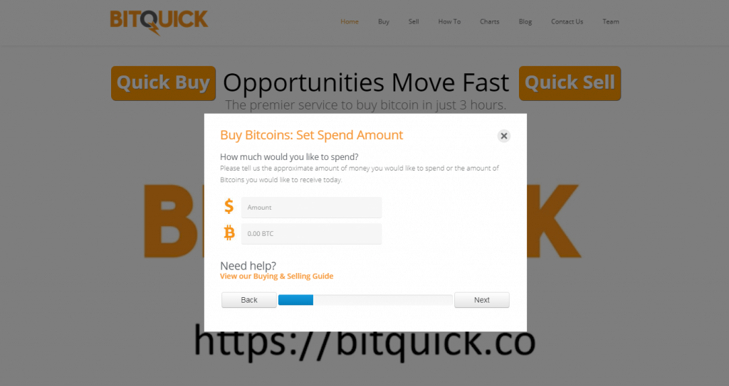 BTC-bedrag dat u bij BitQuick wilt bestellen