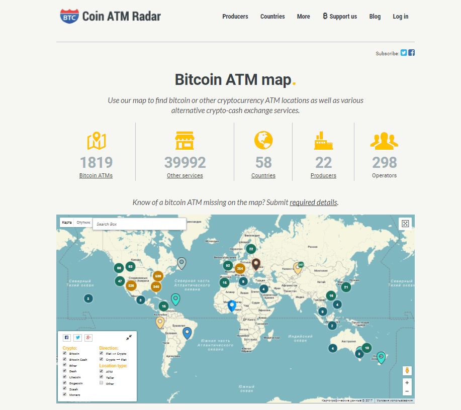 Coin ATM Radar kaart