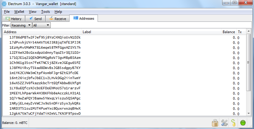 Adresy peňaženky v spoločnosti Electrum