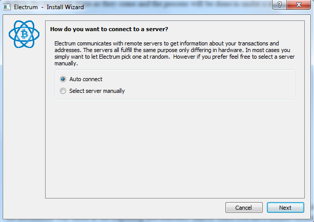 Možnosť automatického pripojenia softvéru v peňaženke Electrum