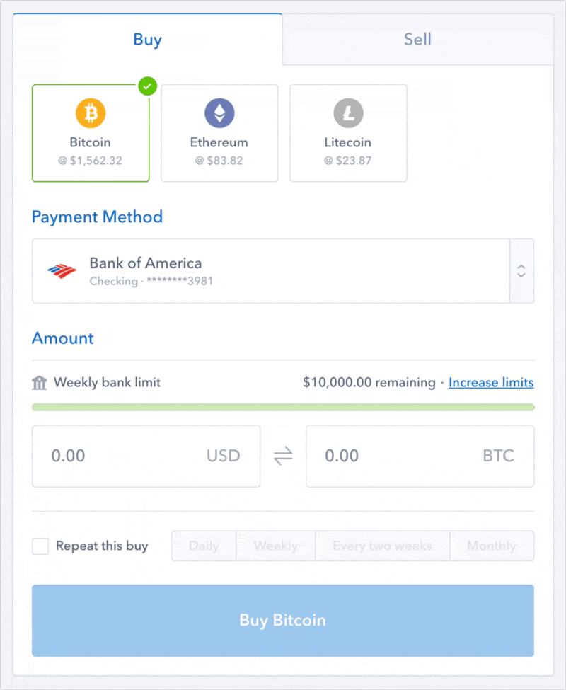 Coinbase Kup Bitcoin natychmiast na konto bankowe karty kredytowej