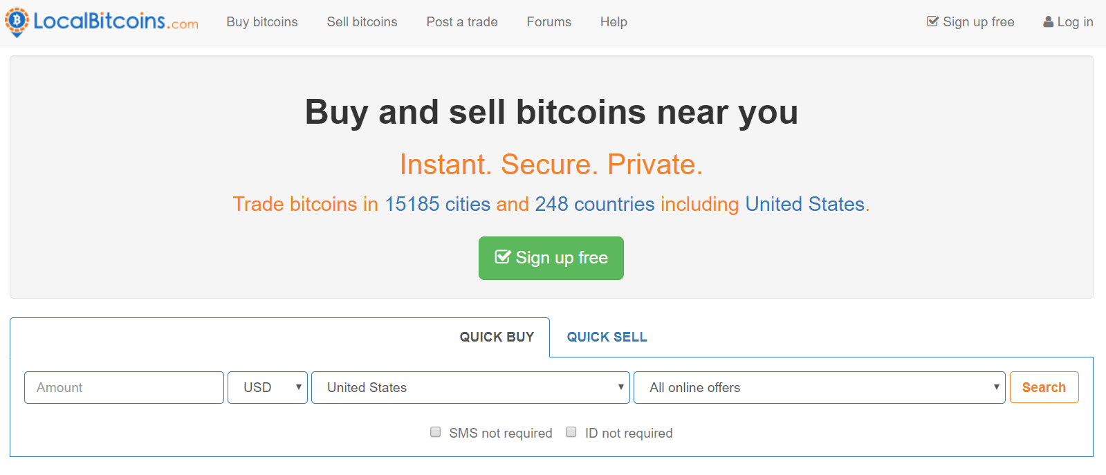 LocalBitcoins değiştiricide BTC satın alma