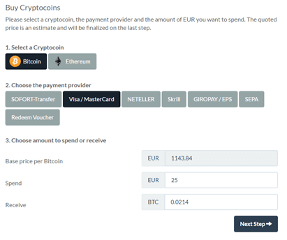 通过BitPanda用信用卡或借记卡订购BTC