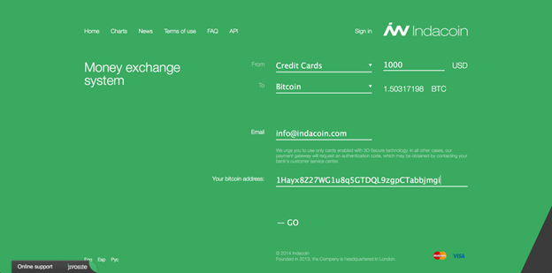 Handleiding voor het kopen van BTC via een IndaCoin-creditcard of -betaalkaart