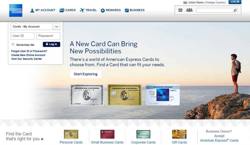 Witryna internetowa American Express