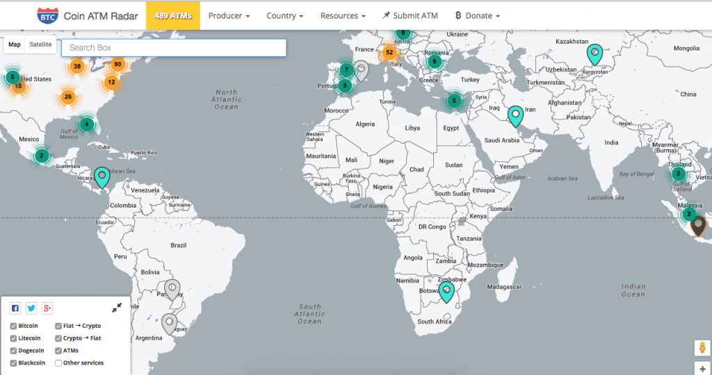 Otvorená mapa bitcoinových bankomatov