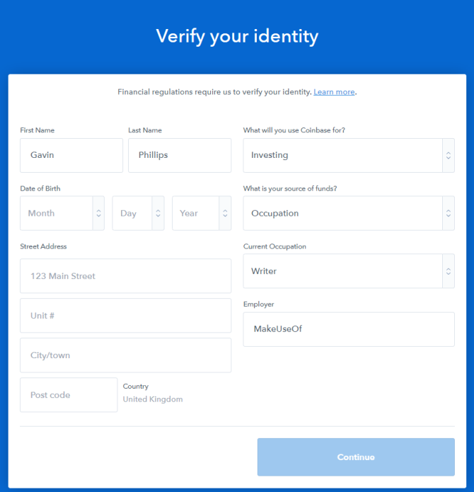 weryfikacja tożsamości w coinbase