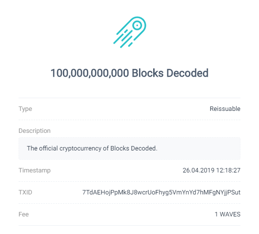 carteira de ondas criar token decodificado de blocos