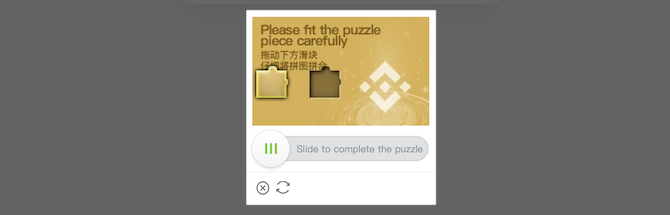 Binance registrering captcha