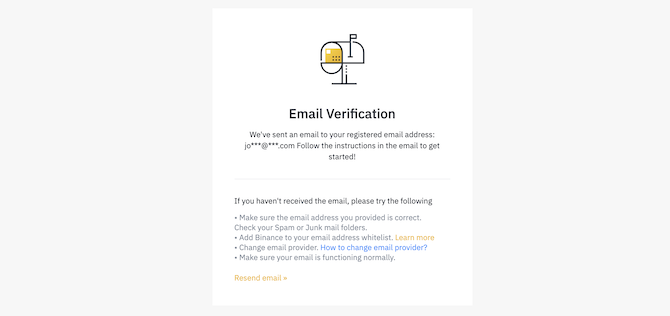 Verificarea e-mailului Binance