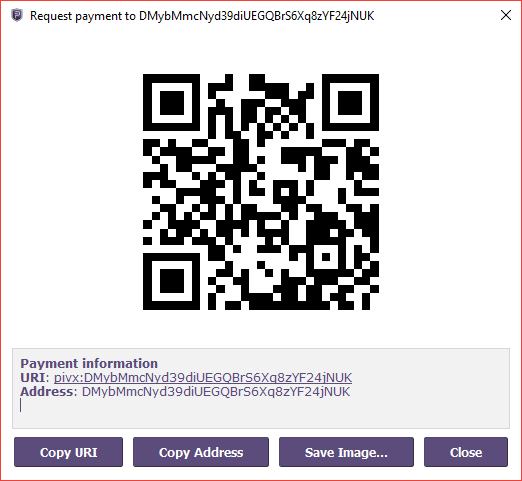 pivx wallet qr code adres voorbeeld