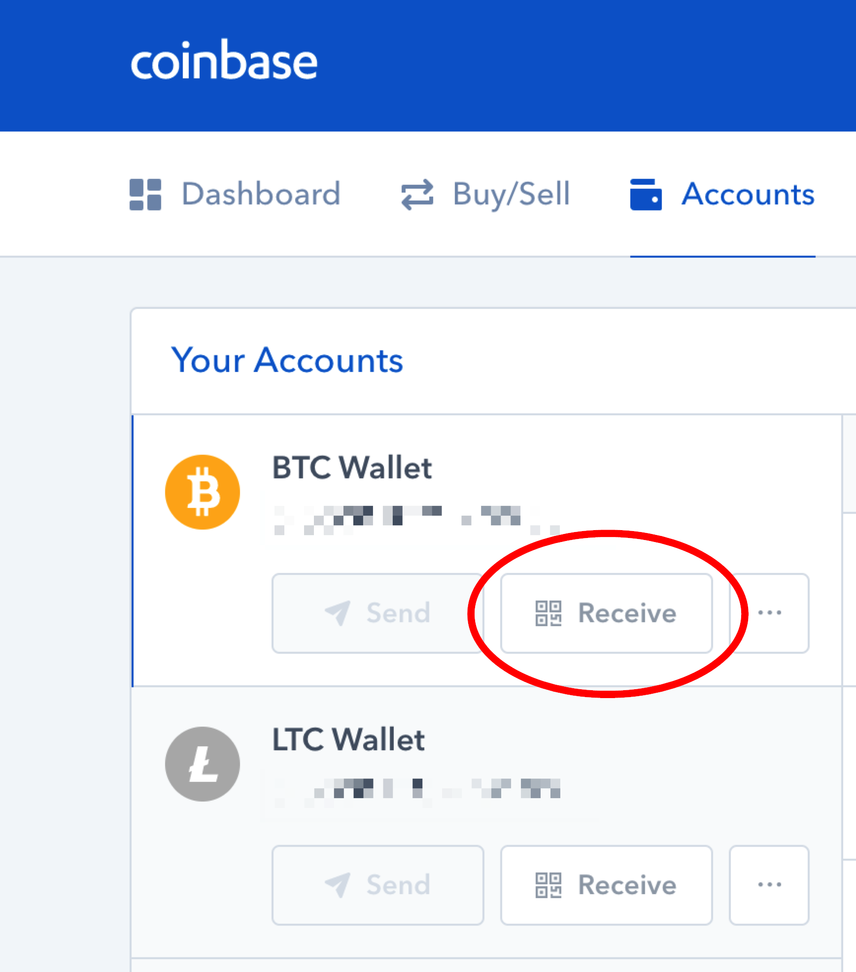 Obrazovka peňaženky Coinbase
