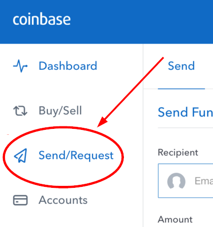 Žiadosť o odoslanie Coinbase