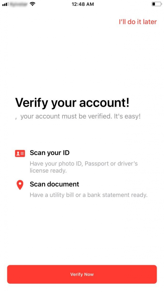 Verificar conta Xapo