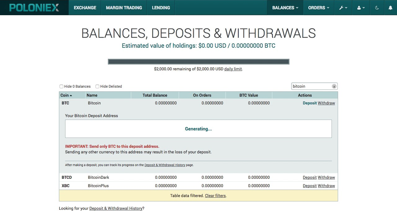 Prevod BTC na Poloniex