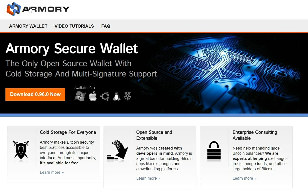 Sitio web de Armory Wallet