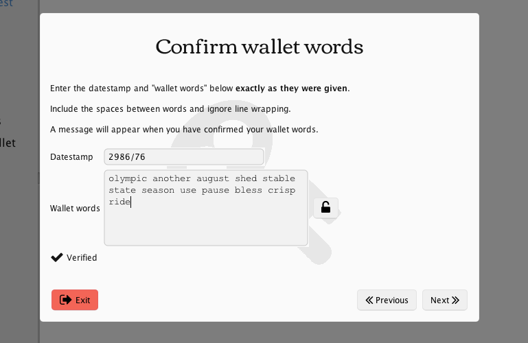 Bekreft passordfrasen i MultiBit-lommeboken
