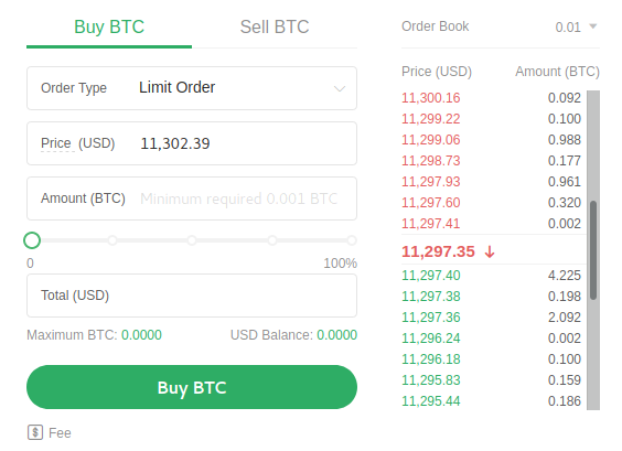 plasarea comenzilor în Okcoin.com