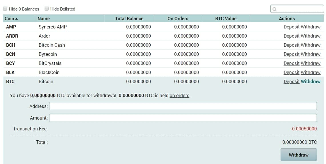 Retirar BTC en Poloniex