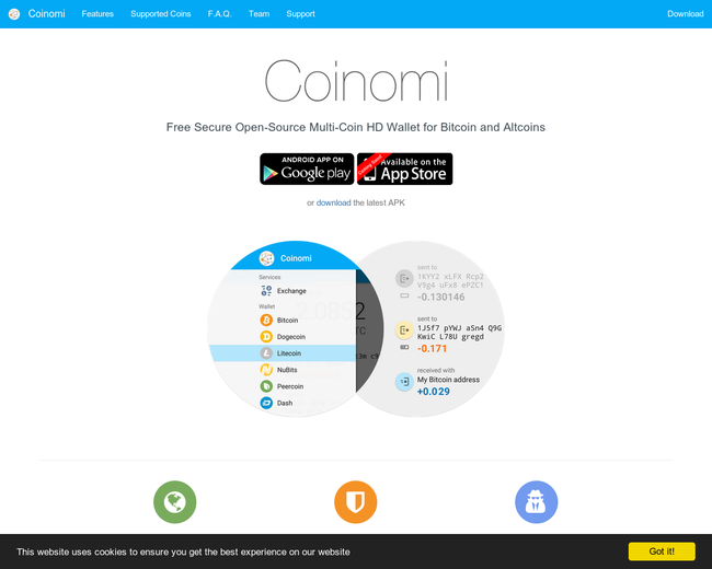 Coinomi open-source portemonnee