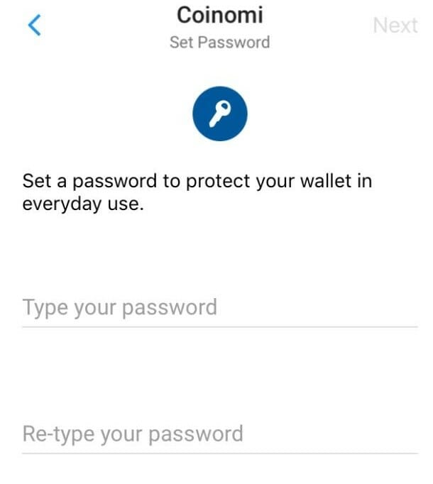 Stel een wachtwoord in om de Coinomi-portemonnee te beschermen