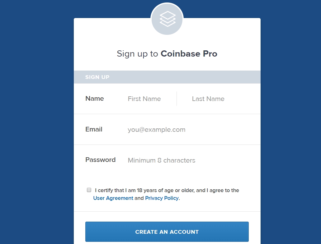 Opprett konto på Coinbase Pro (GDAX)